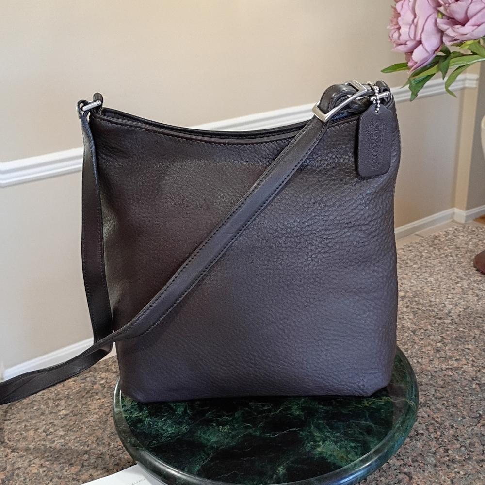 Coach Hudso Brown Pebble Leather Bucket  Shoulder Or Cross body Bag - Picture 10 of 17